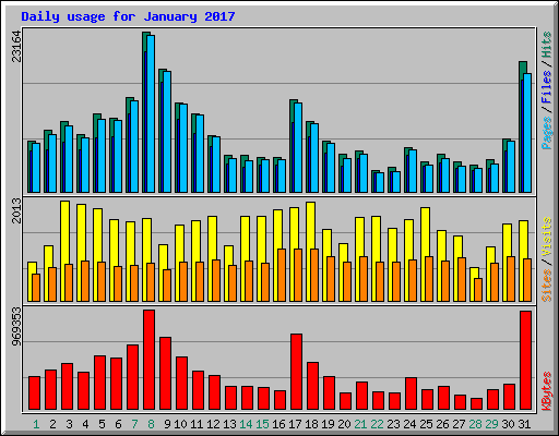 Daily usage for January 2017