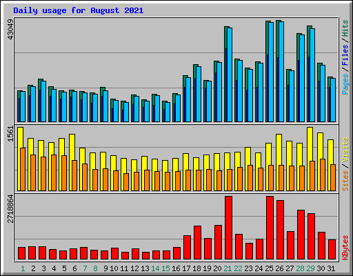 Daily usage for August 2021