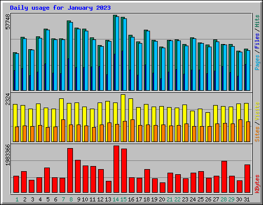 Daily usage for January 2023